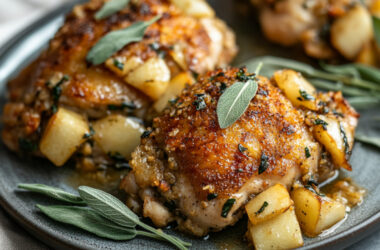 Chicken Thighs with Gluten-Free Apple on a plate