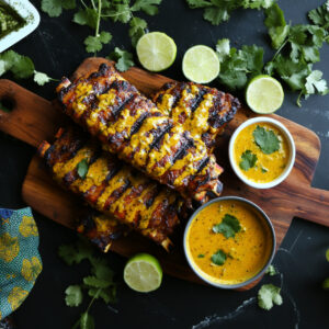 Coconut Curry Ribs on a chopping board