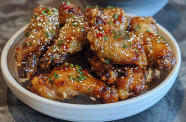 Coconut Party Wings with GF Ponzu Dipping Sauce in a bowl