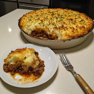 Spiced-Up Shepherds Pie on a serving plate