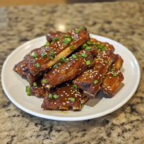 Sweet and Sour Slow Cooker Ribs on a plate