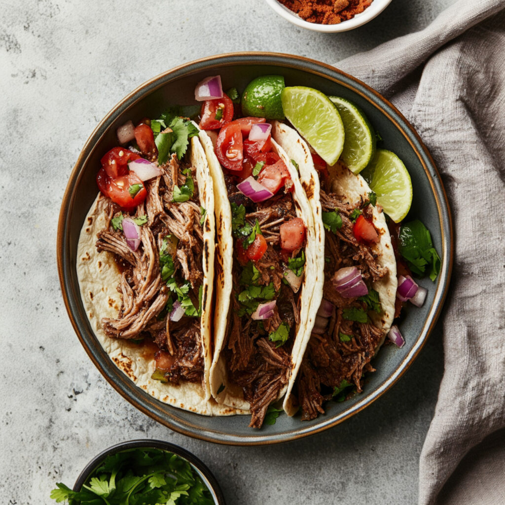Barbacoa Beef Tacos on a plate