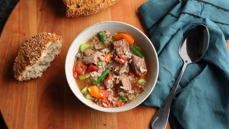 beef and wild rice soup