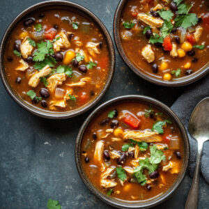 Chicken and Black Bean Soup in a bowl