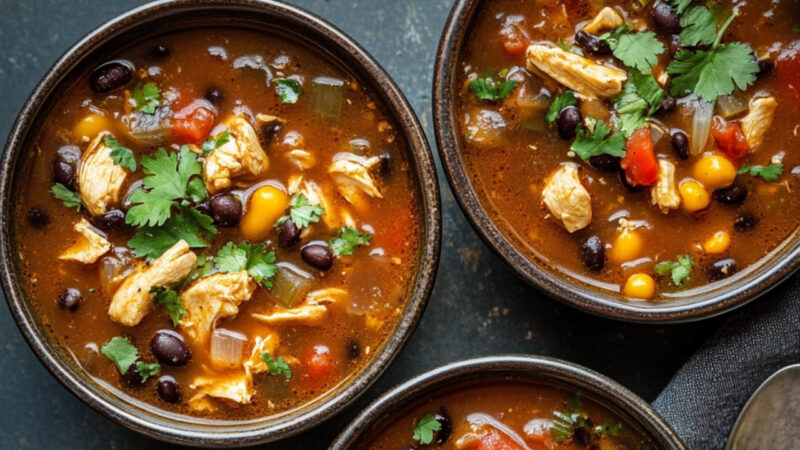 Chicken and Black Bean Soup in a bowl