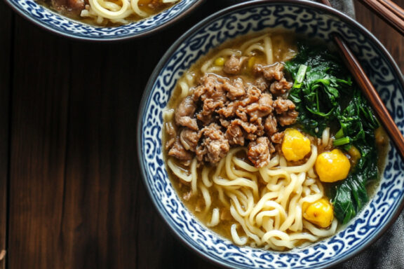 Ginger Pork Noodle Soup in a bowl