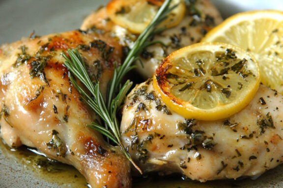 Lemon Tarragon Chicken on a plate