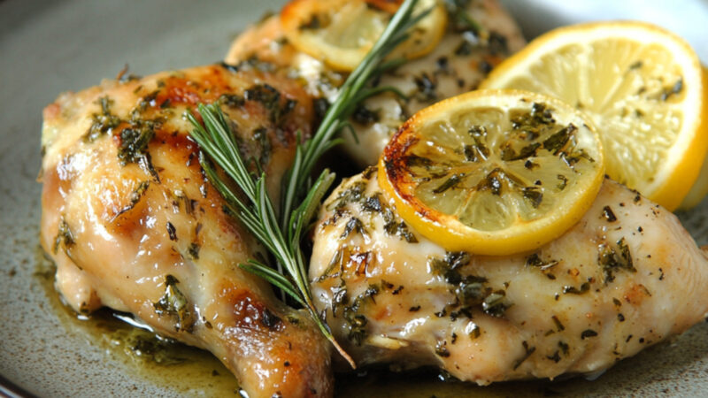 Lemon Tarragon Chicken on a plate