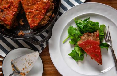 meatloaf in a cast iron pan
