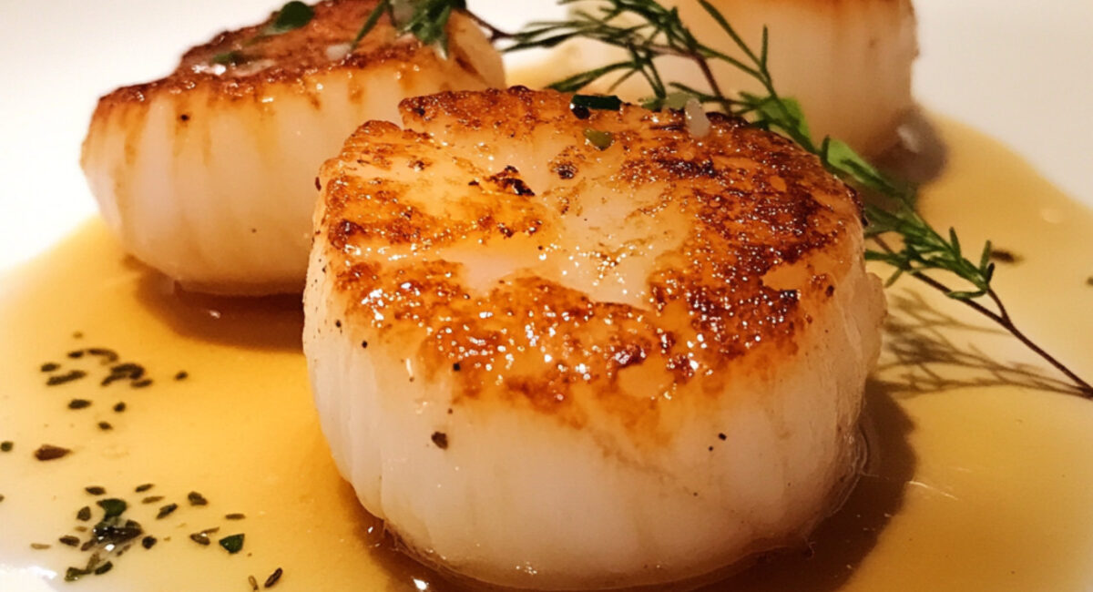 Pan-Seared Scallops on a plate