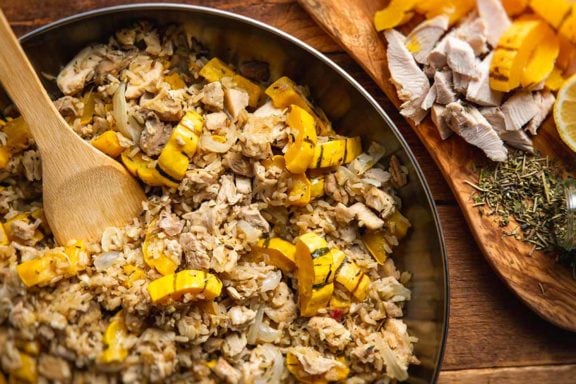 leftover turkey with rice and squash