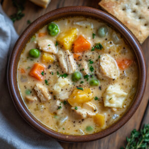 Turkey Pot Pie Soup in a bowl