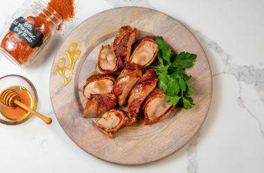bacon wrapped pork tenderloin with honey
