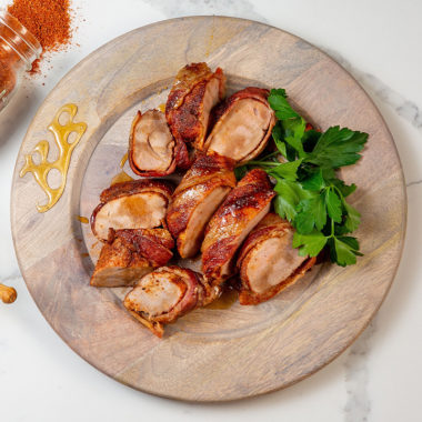 bacon wrapped pork tenderloin with honey
