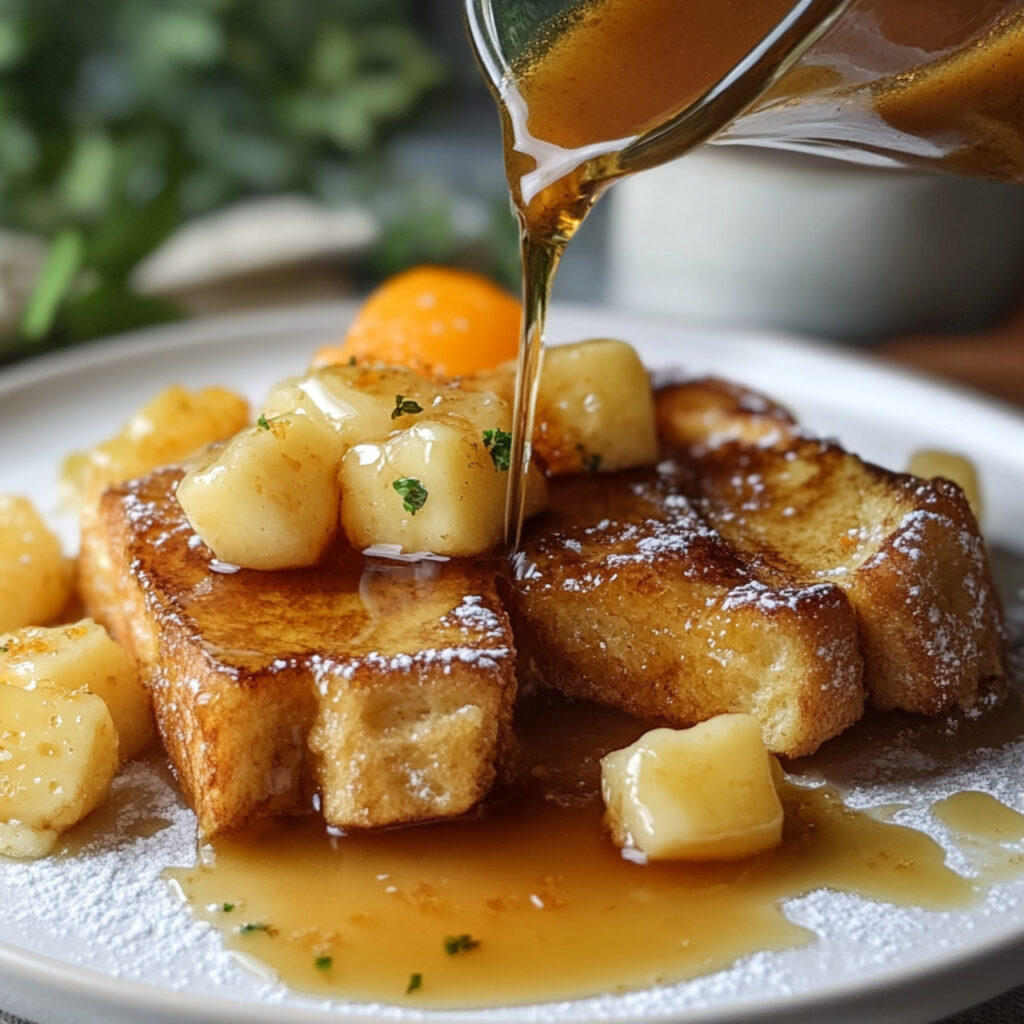 Maple Orange Bread Pudding French Toast on a plate