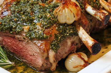 Rosemary and Garlic Roasted Lamb with Mint Pesto