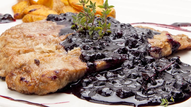 blueberry sauce on meat