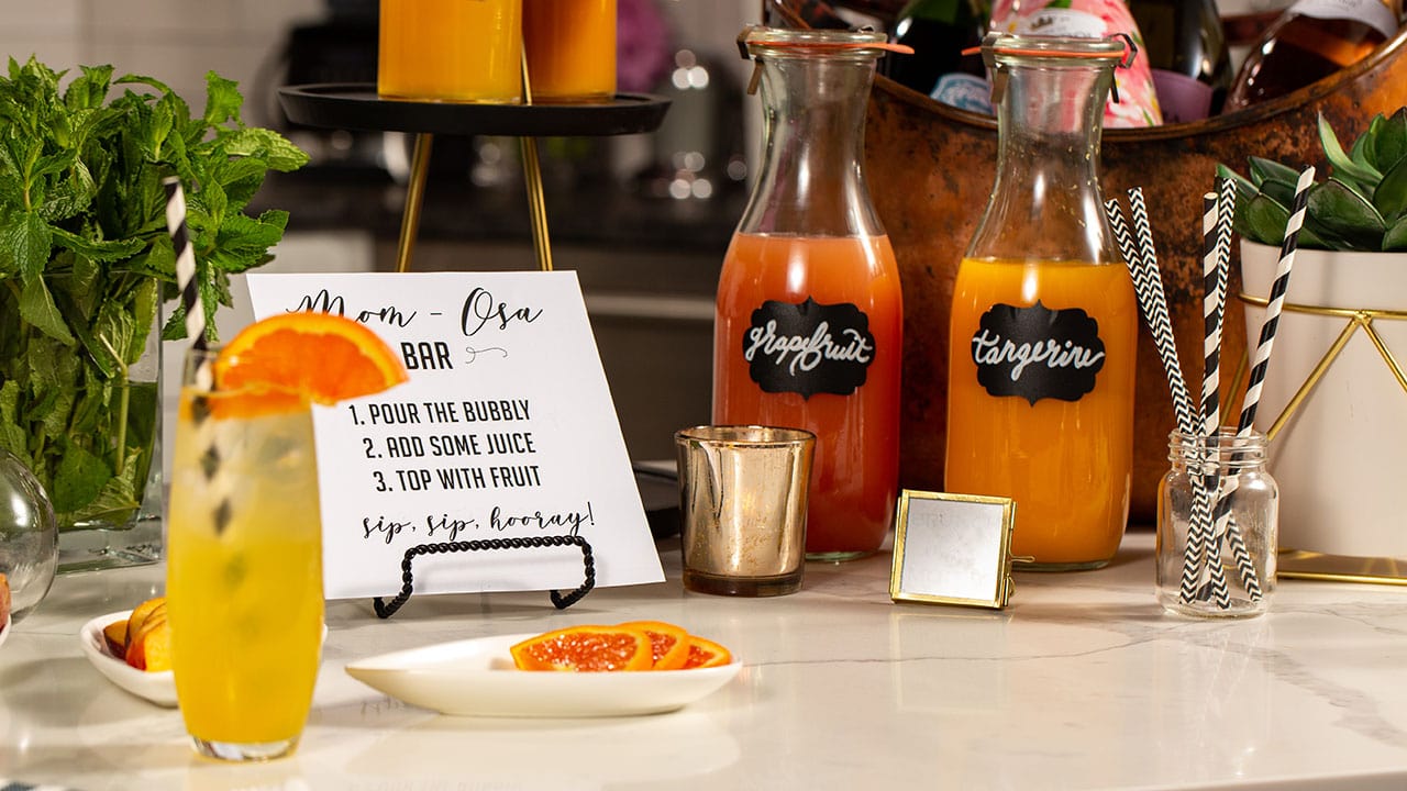 mimosa bar orange juice and grapefruit juice