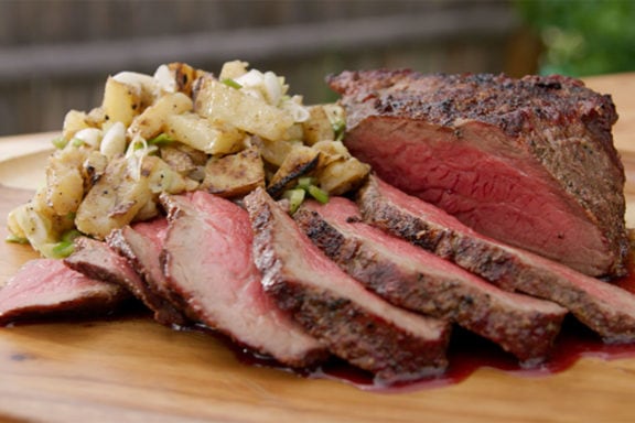 grilled tri tip with grilled potato salad