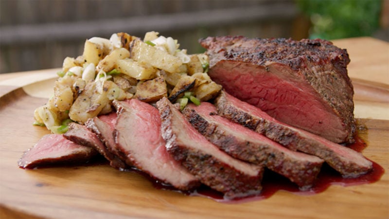 grilled tri tip with grilled potato salad