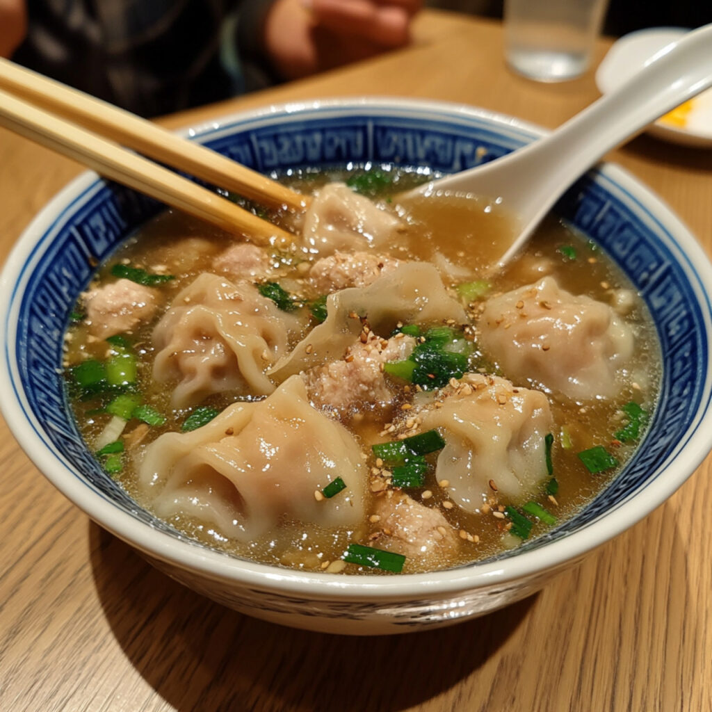 Pork Wonton Soup in a bowl