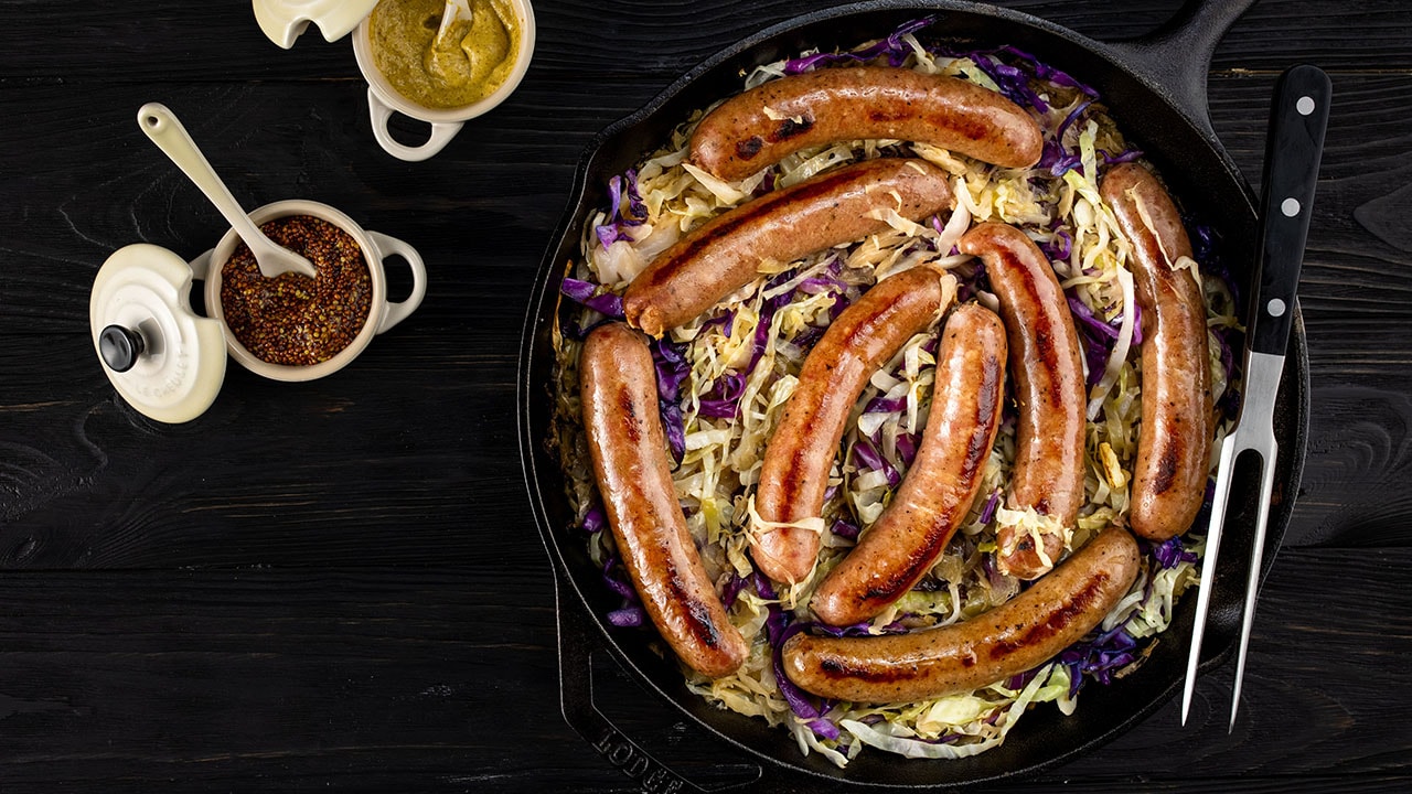 Beer Braised Brats with Onions (Recipe + Video)