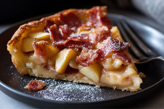 Maple-Bacon and Apple Dutch Baby Pancake on a plate