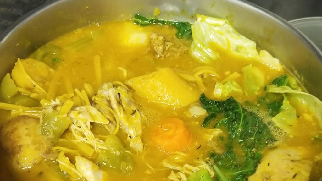 Haitian soup joumou in a pot