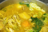 Haitian soup joumou in a pot