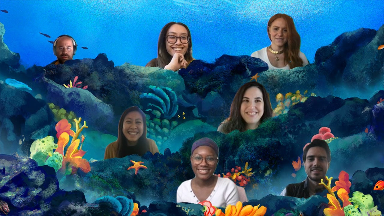 ButcherBox's DEI Committee in a Microsoft Teams Meeting featuring an "Under the Sea" background.