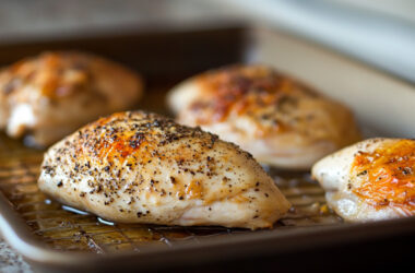 roast chicken breast on a tray