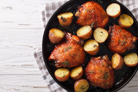 easy roasted chicken thighs and potato