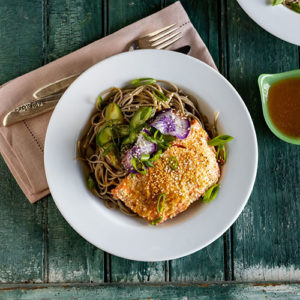 sesame salmon with soba noodles recipe