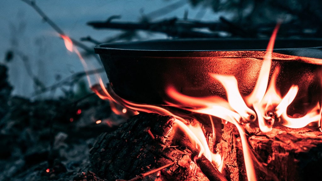 cast iron on open fire