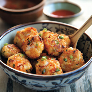 Lobster and Scallion Fritters in a bowl