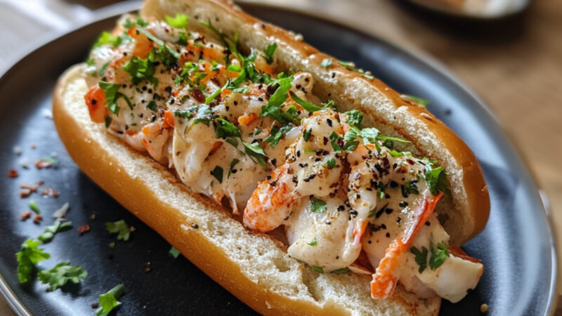 Classic Lobster Roll on a plate