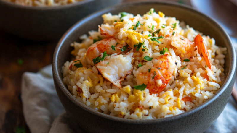 Lobster Fried Rice in a bowl