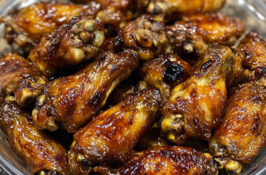 Sticky Garlic and Soy Chicken Wings in a bowl