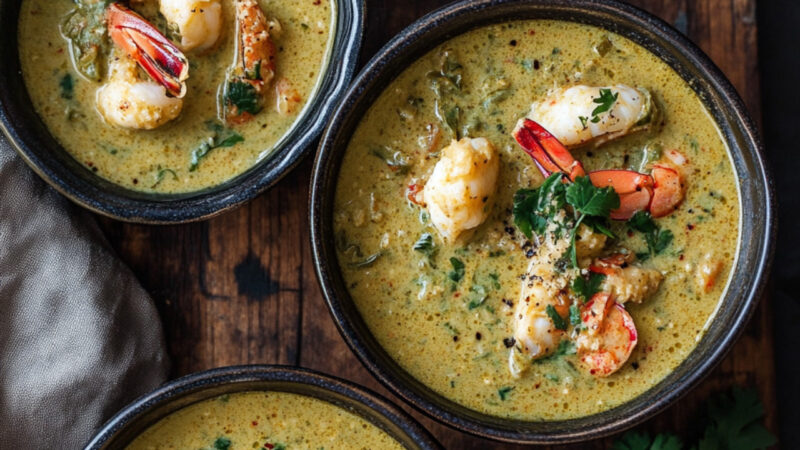 Green Curry Lobster Stew in a bowl