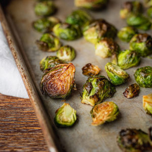brussels sprouts on pan