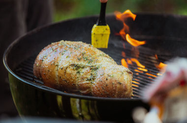 coating a turkey with herb butter