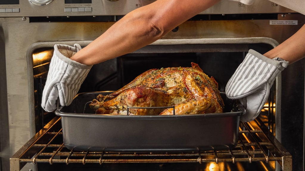 turkey roasting in oven