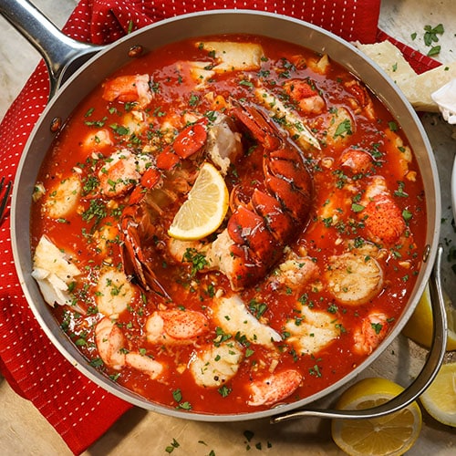 cioppino with lobster cod scallops