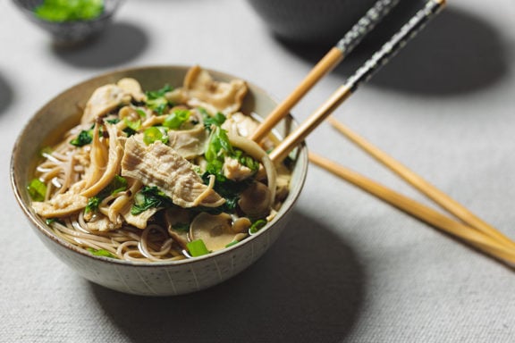 soba noodles with mushrooms chicken bok choy