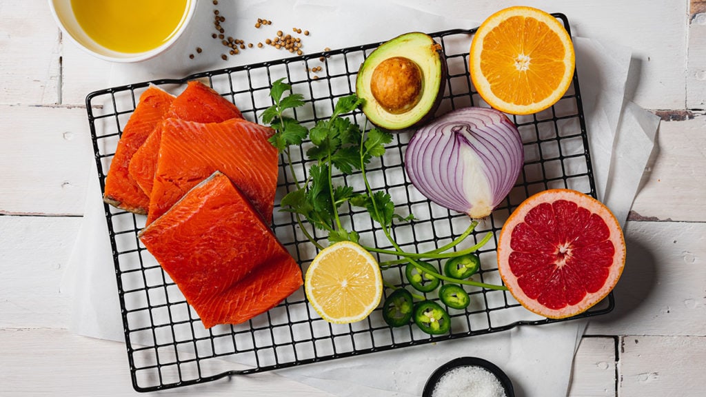 ingredients for slow roasted salmon and citrus