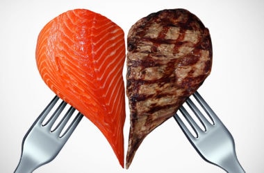 salmon and steak heart