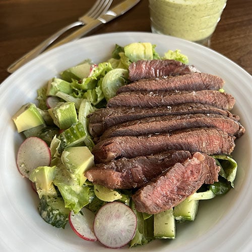 Loaded Steak Salad Bowl With Yogurt Green Goddess - What's Gaby Cooking