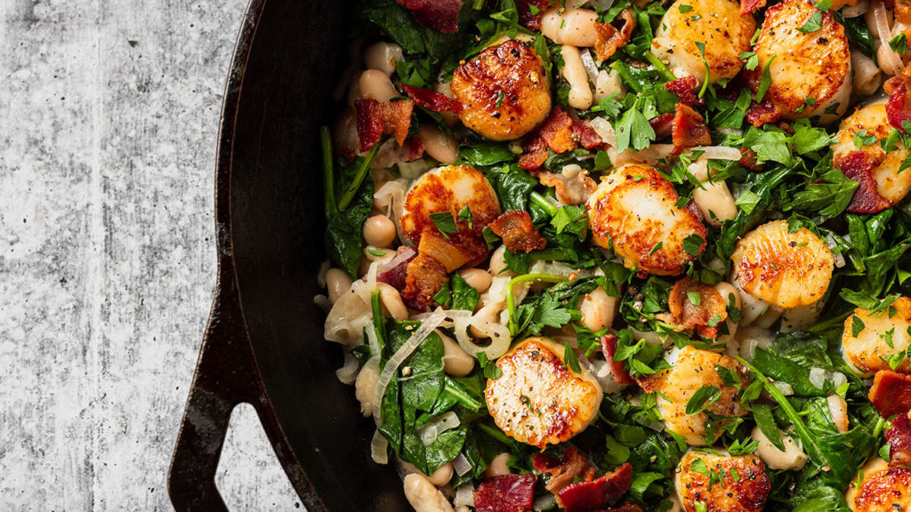 Scallops with Spinach, White Beans, and Bacon Just Cook by ButcherBox