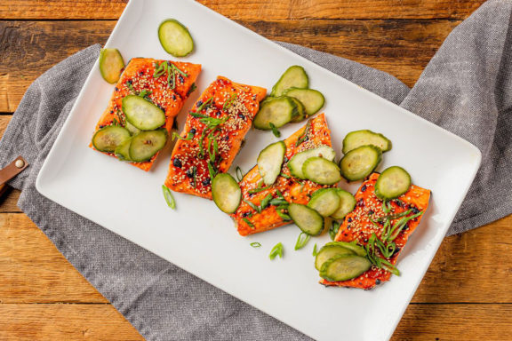 glazed salmon with homemade pickles