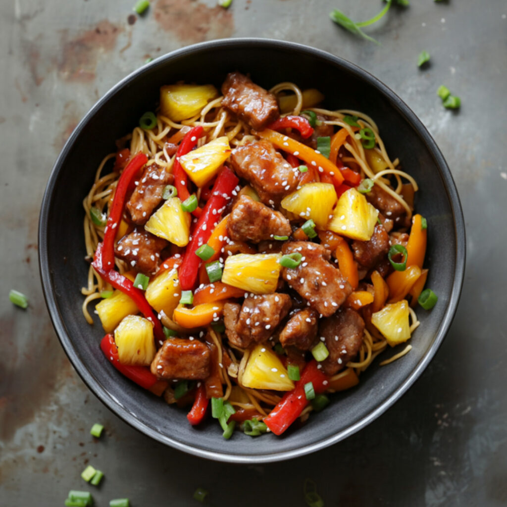 Pineapple-Pork Noodle in a bowl